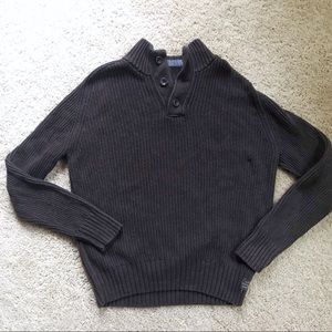 AE Dark Brown Button-Collar Sweater